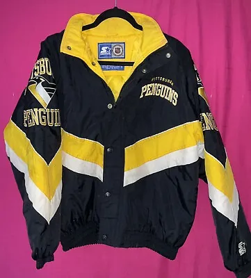 Vintage Nhl Hockey Pittsburgh Penguins Starter Jacket Size Small • $106.96