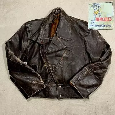 HERCULES Vintage Old Clothes 60s Leather Jacket L • $725