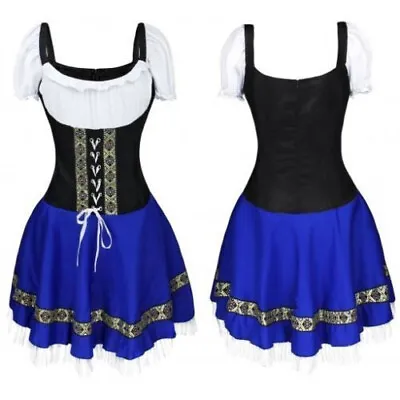 Dutch Oktoberfest Beer Girl Waitress Uniform Maid Costume Cosplay Dress : Size L • $16.99