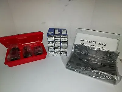 Lyndex R8 Collet Set Of 12 + 5 C Collet Block Set + R8 Collet Rack For 12 NEW • $450