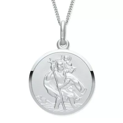 MEN'S Sterling Silver ST Christopher LARGE Pendant / Necklace ~ Choice Of Chain • £19.95