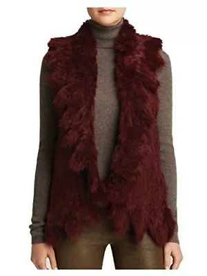 525 America Ruffle Rabbit Fur Vest $398 MSRP NWT • $149.99