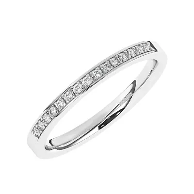 9K White Gold 0.20CT 100% Natural Round Cut Diamond Half Eternity Ring • £268.32