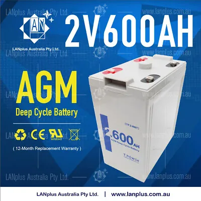 NEW 2V 600AH Sealed AGM Deep Cycle Maintenance Free Solar Battery UPS Storage • $399