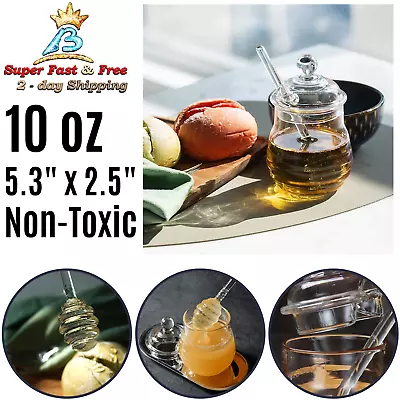 Fresh Honey Jar Lid Glass Beehive Honey Syrup Storage Pot With Dipper 10 Oz New  • $28.77