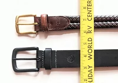 Timberland & Fossil Men's Leather Belt Size 38-40 Lg Black & Brown 2 Belt Lot • $14.79