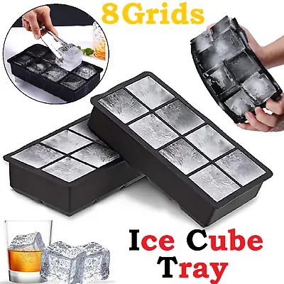 Whiskey Silicone Maker Ice Cube Tray Mould Large Mold Giant Square Black DIY • $13.29