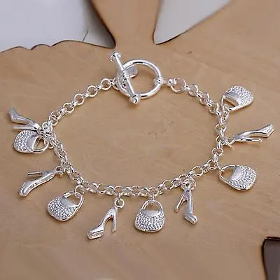£2.26 • Buy Beautiful Wedding Jewelry Fashion Cute Nice Silver Charms Shoe Women Bracelet