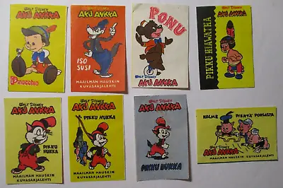 Lot 8 FINLAND Matchbox Labels WALT DISNEY LI'L BAD WOLF Pinocchio BONGO 3 Pigs • $39.99