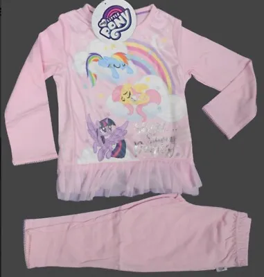My Little Pony Pink Rainbow Long Sleeved Girls Pyjamas Size 3-4 Years Brand New • £8.99