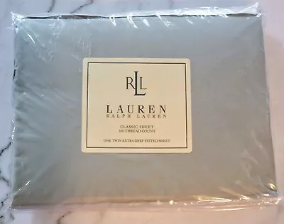 NOS Vintage Lauren Ralph Lauren Twin Size Fitted Sheet -  Bayleaf  Green [1017] • $72