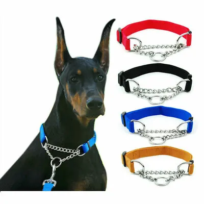 £4.99 • Buy Training Dog Nylon Collar Puppy Pet Adjustable Semi Half Choke Choker Chain UK