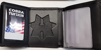 San Francisco Police Recessed 3inch 7point Star Tri-Fold Black Leather Wallet • $39.95