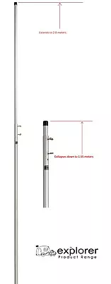Explorer 2 Piece Telescopic TV Antenna Pole -Caravan Campervan Trailer Upto 2.8M • $114.45