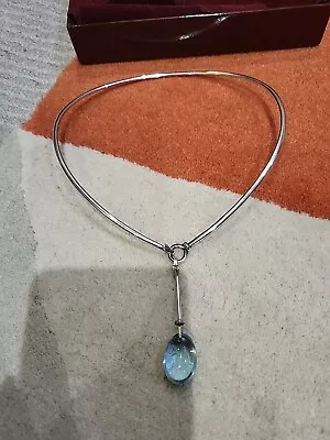 Georg Jensen Vivianna Torun ‘Dew Drop’ Neckring & Blue Topaz Pendant Perfect  • $1181.18