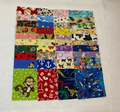  I Spy  - 50 Different 4-inch 100% Cotton Fabric Quilt Squares - Many Vintage • $6.50