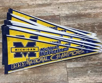 Michigan 1997 National Football Champions Pennant New Old Stock X60 Reseller Lot • $295