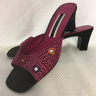 $34.99 • Buy Shoes AMANDA SMITH 2.25  Heels BLACK PINK PURPLE ORANGE Nadia 2 Crewel Slides 9