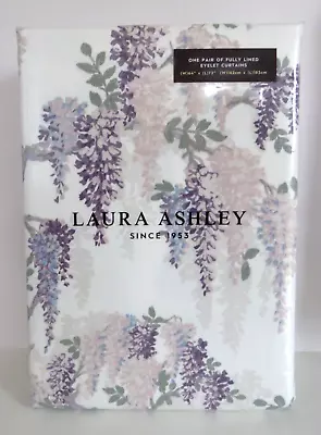 Laura Ashley Wisteria Garden Pair Of Eyelet Curtains 64  Wide X 72  Long - NEW • £49.99