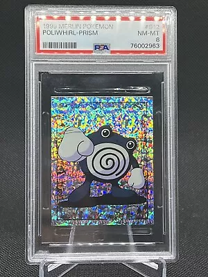 1999 Topps Pokémon Poliwhirl Prism Holo Merlin PSA 8 Rare Sticker 90s Vintage • $5.50