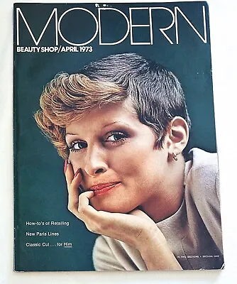 Vtg MODERN BEAUTY SHOP Magazine April 1973 Paris Looks & Men’s Styles + POSTER • $14.88