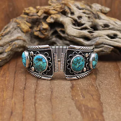 Silver And Turquoise Men's Watch Band • $390