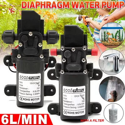 £8.99 • Buy 72W 12V Water Pump High Pressure Diaphragm Self Priming 130PSI 6L/Min RV Caravan