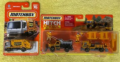 Matchbox Hitch & Haul MBX Construction Road Stripe King Plowverizer & Garbage • $14.77