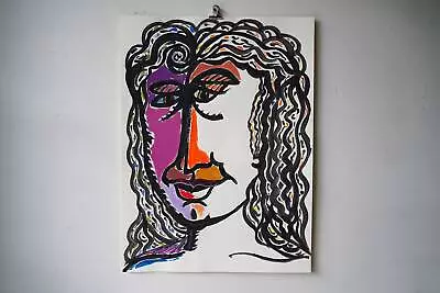 Vintage Drawing Abstract Contemporary Modern Portrait By E.J. Hartmann • $165