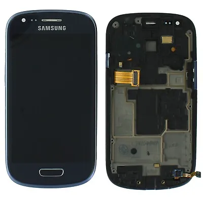 Samsung Galaxy S3 Mini I8190 LCD Display & Touch Screen Digitizer Frame OEM Blue • £10.95