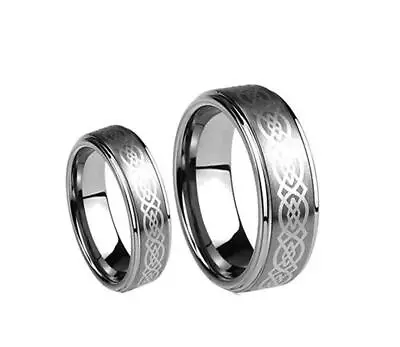 Men Or Women Tungsten Carbide LOYAL CELTIC KNOT Matching Wedding Band Ring SET • $42.60