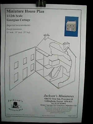 Dollhouse Plans: Georgian Cottage  Front Opening Design  1/12 Scale     A01 • $7.28