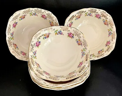 H& K Tunstall Gold Chintz & Roses Set Of 6 Bowls England VGC • $89