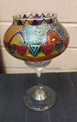 Mediterranean Mosaic Hand Painted Tea Candle Holder • £10