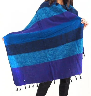 Very Warm And Soft Himalayan Yak Wool Shawl Wrap  80  X 32  Inches - Multi Color • $50