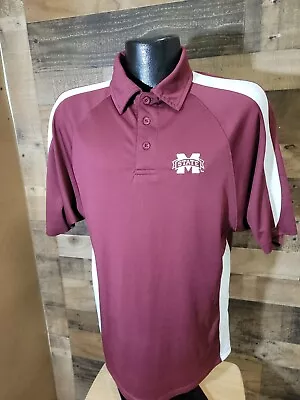 Mississippi State J.America Mens Medium Maroon White Short Sleeve Golf ⛳ Polo... • $19.97