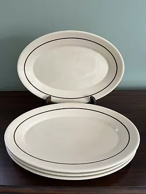 Vintage Homer Laughlin Oval Plate | Tan Platter W/ Stripe | Restaurant Ware • $24