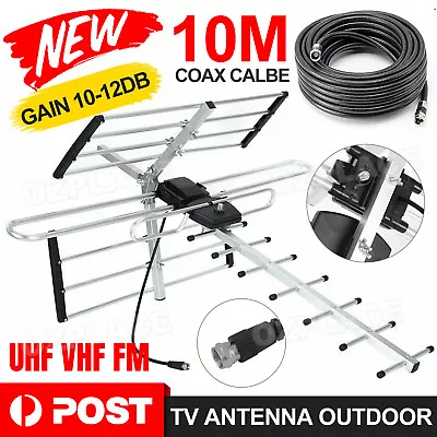 $28.95 • Buy Digital Outdoor TV Antenna VHF UHF FM Signal Aerial Outdoor Amplifier Booster AU