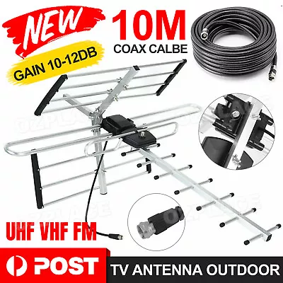 Digital TV Antenna Outdoor UHF VHF FM Aerial AU Signal Booster Amplifier & Cable • $26.85