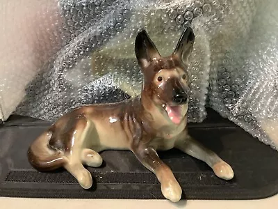 VTG  German Sheperd Dog Porcelain Glazed Figurine 10  X 7” Ds17 • $4