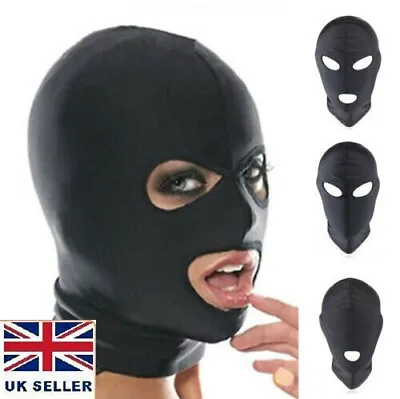 £7 • Buy Black Face Mask Elastic Breathable Open Eyes Mouth Spandex Costume Hood Mask