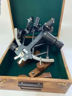 Nautical 9  Solid Aluminium Working Navigational Tamaya Sextant With Wooden Box • $111.25