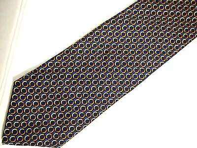 Brooks Brothers 346 Mens Necktie Tie Navy Blue Gold Chain Link Geometric 59  • $6.83