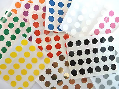 9mm Round Plastic Vinyl Dot Stickers Small Coloured Circular Sticky Labels • £3.85