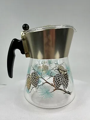 Vtg Douglas Flameproof Percolater Aqua Gold Pinecone Atomic Age Coffee Pot Only • $19.99