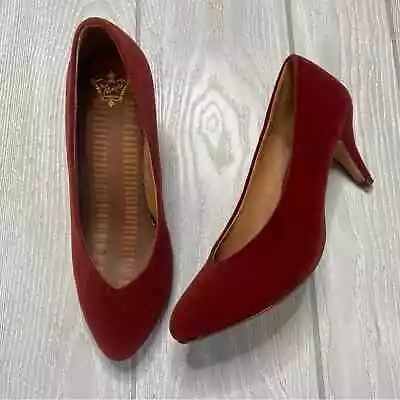 Miss Albright Anthropologie Women's Red Fuzzy Pumps Size 7.5 • $28.50