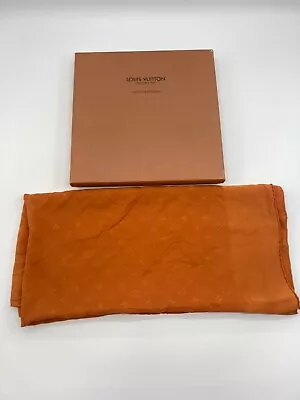 LOUIS VUITTON Monogram Shawl Scarf Orange Silk 88 X 88 Cm  (34.65×34.65 Inch) • $149