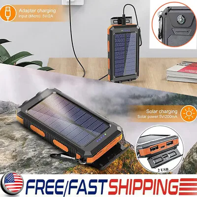 Solar Power Bank Portable Charger 30000mAh USB External Battery Pack For Phone • $17.55