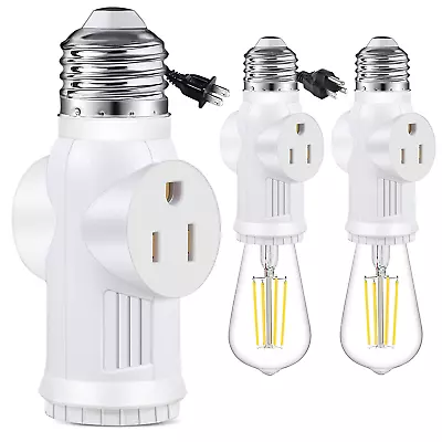 SerBion E26 Light Socket To Plug Adapter - 2 Pack 2/3 Prong Light Socket Outlet • $11.94