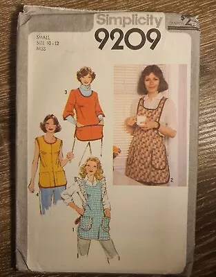 Sewing Pattern 9209 UNCUT Vintage Apron With Pockets Sleeves Size 10 & 12  • $18